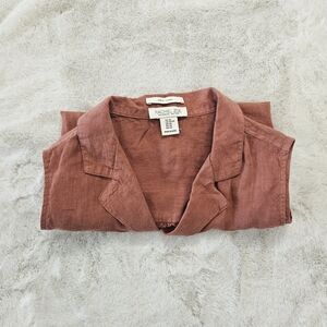 Rachel Zoe Rust Shirt Vest With Buttons And Collar Orange Red Sleeveless Top